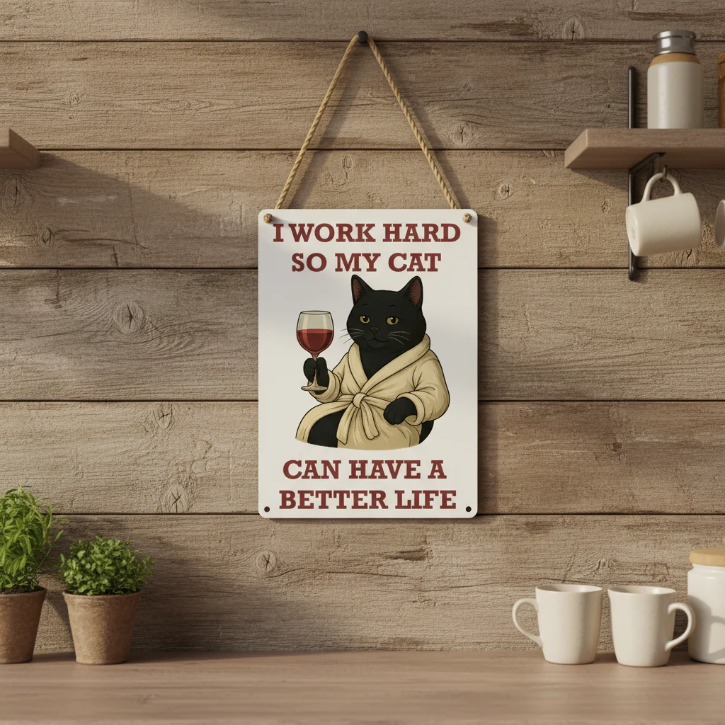 Black Cat Better Life Metal Sign 25cm - Image 2