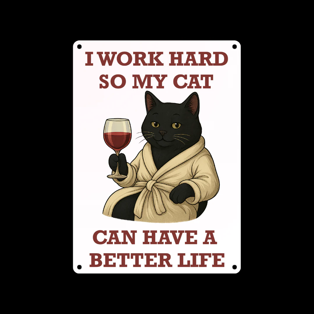 Black Cat Better Life Metal Sign 25cm - Image 5