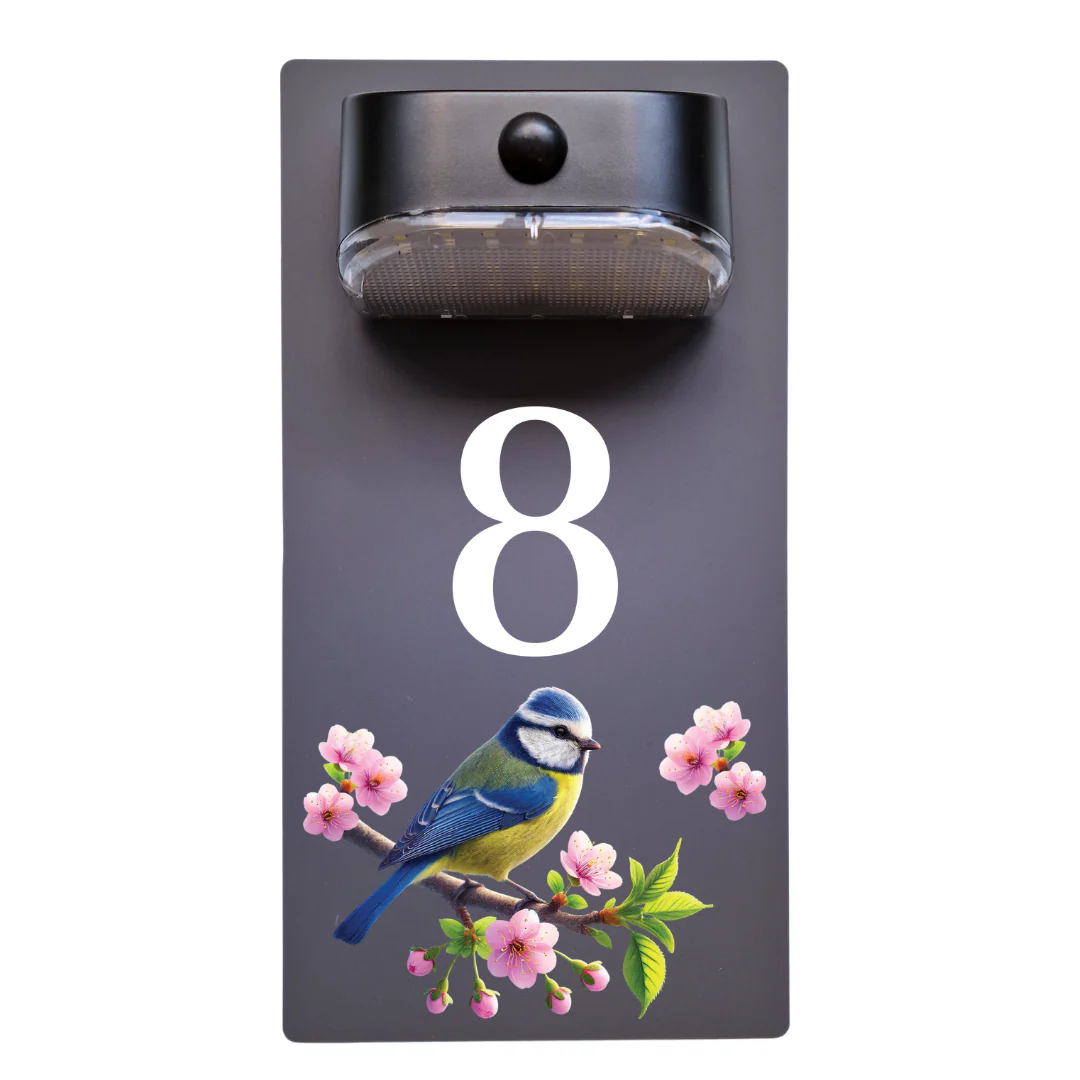 Blue Tit Motion Sensor Solar House Number Sign - Image 10