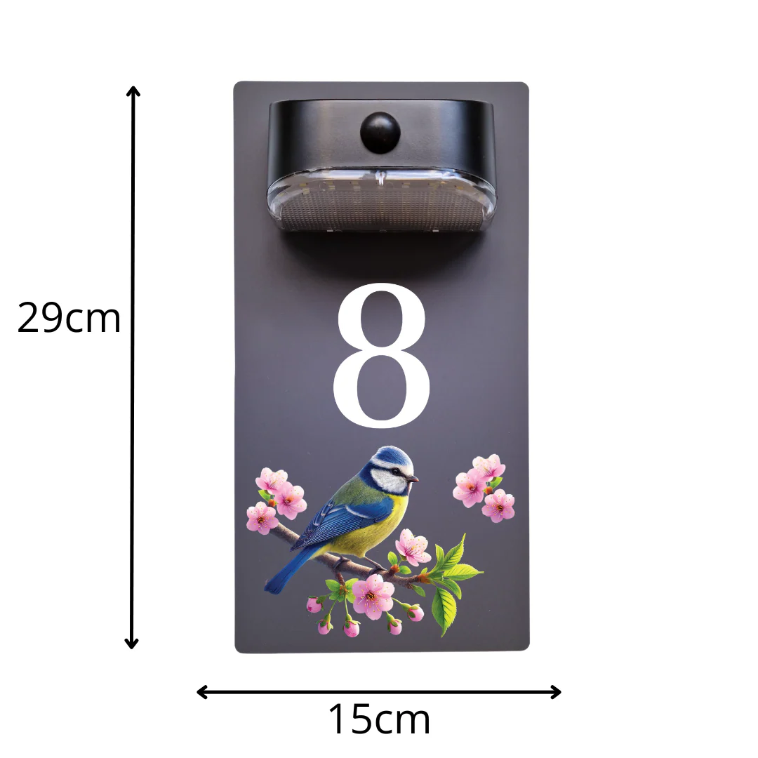 Blue Tit Motion Sensor Solar House Number Sign - Image 9