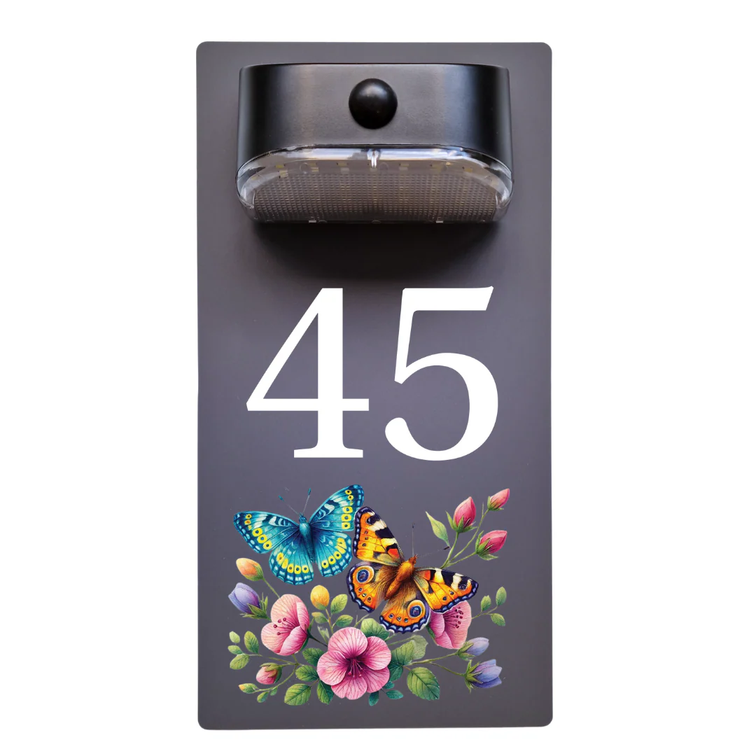 Butterfly Motion Sensor Solar House Number Sign - Image 10