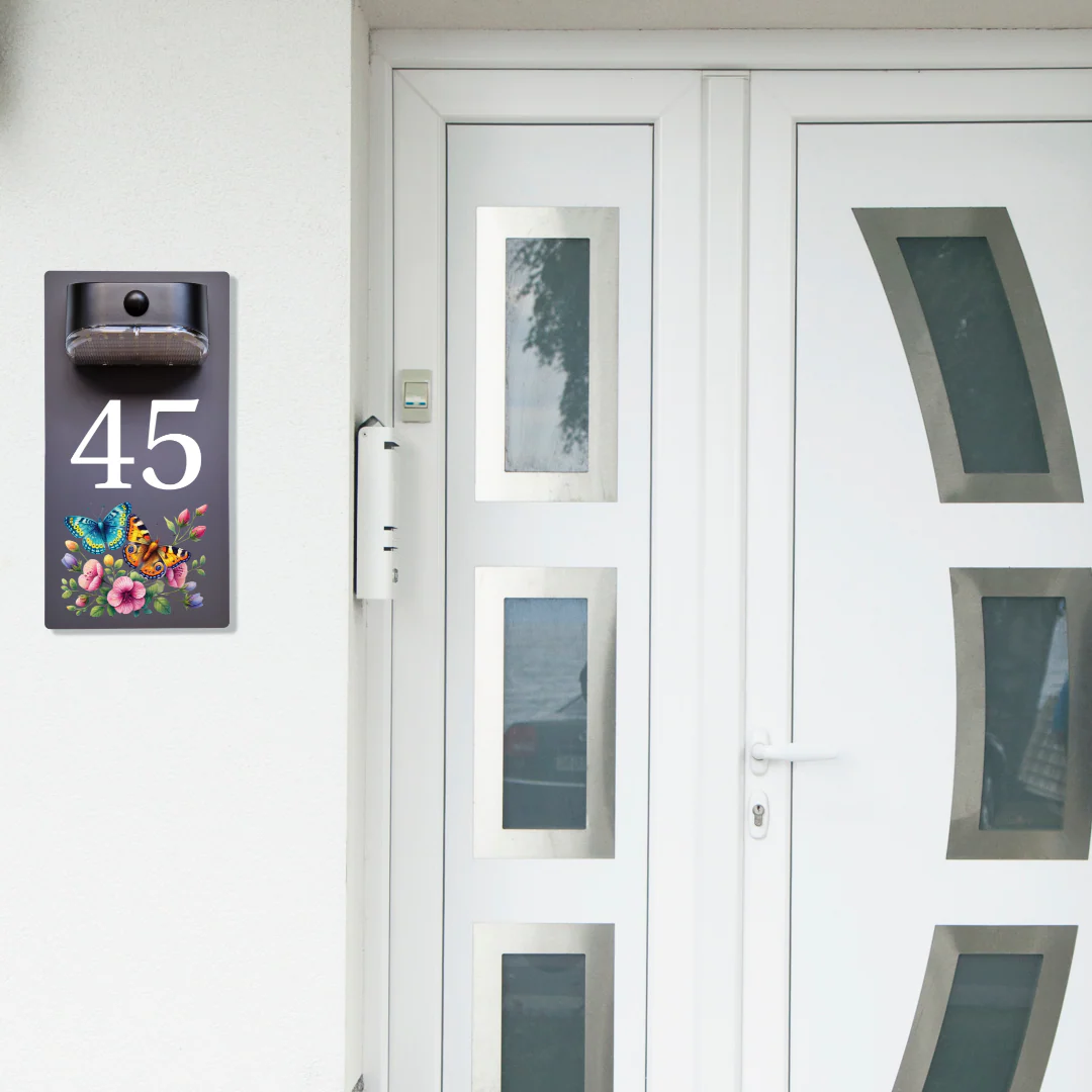 Butterfly Motion Sensor Solar House Number Sign - Image 3