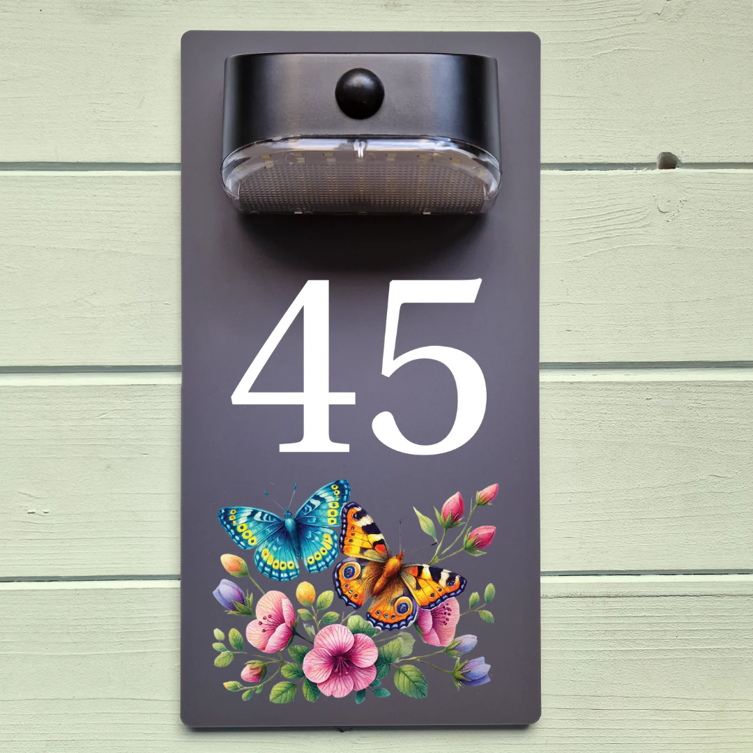 Butterfly Motion Sensor Solar House Number Sign - Image 4