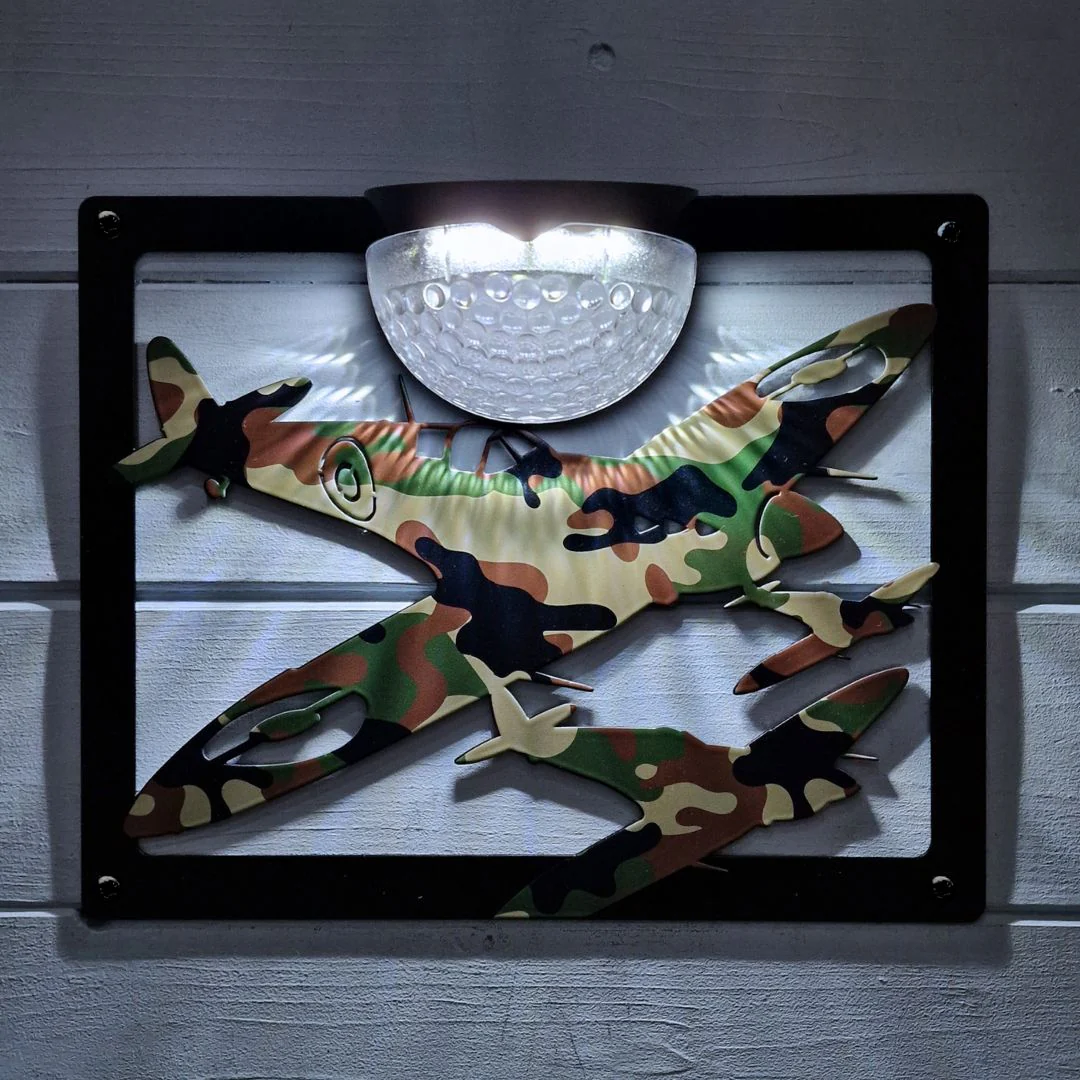 Limited Edition Camo Spitfire Solar Light Wall Plaque - Image 10