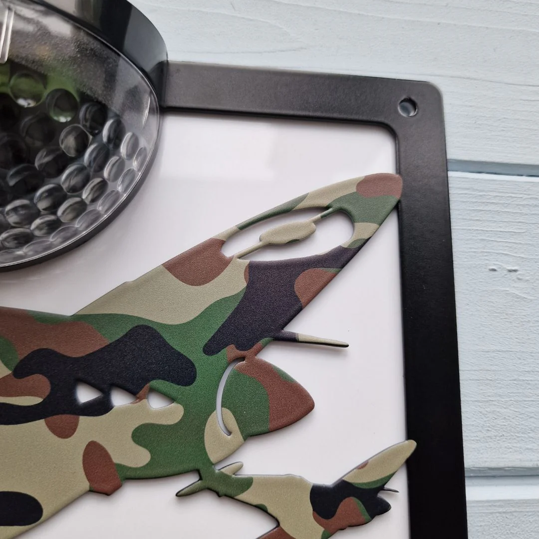 Limited Edition Camo Spitfire Solar Light Wall Plaque - Image 5