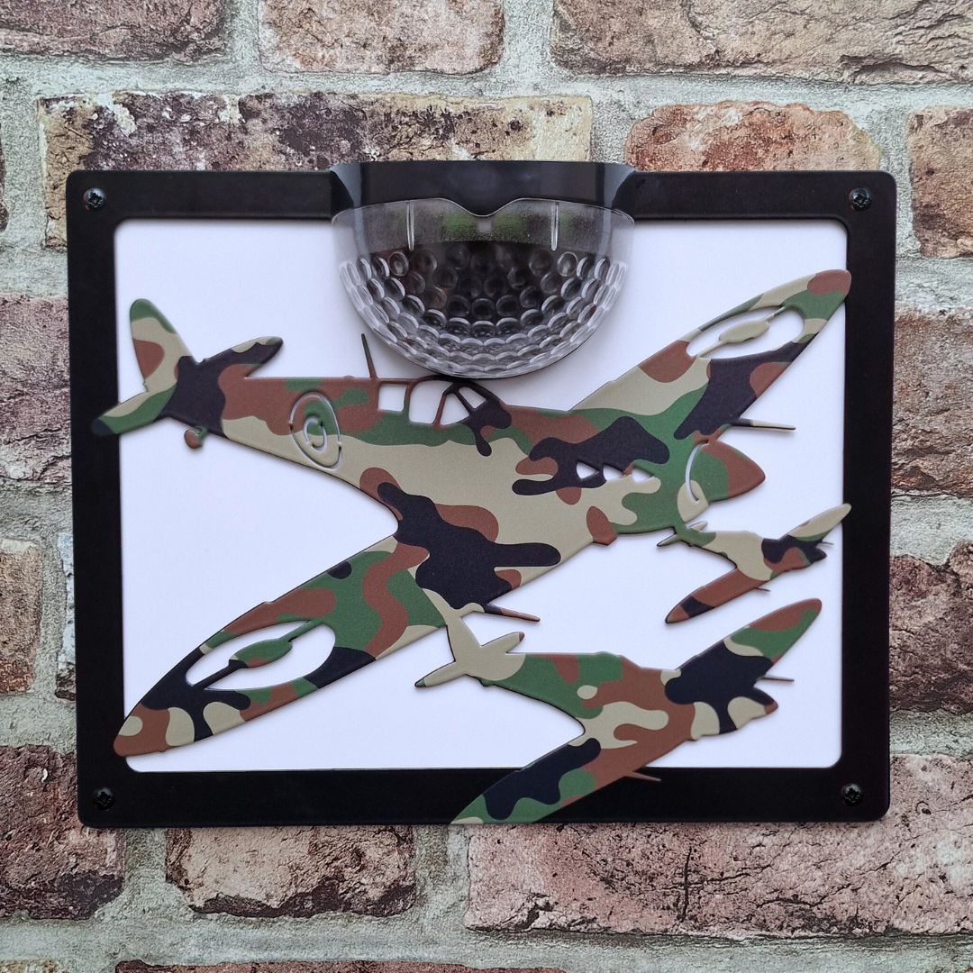 Limited Edition Camo Spitfire Solar Light Wall Plaque - Image 9