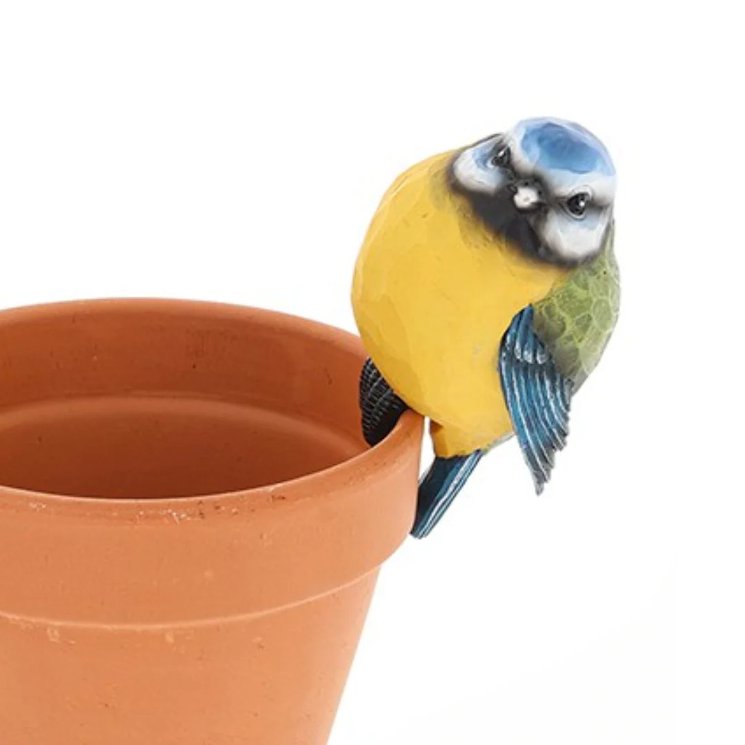 Carved Look Blue Tit Pot Hanger - Image 2