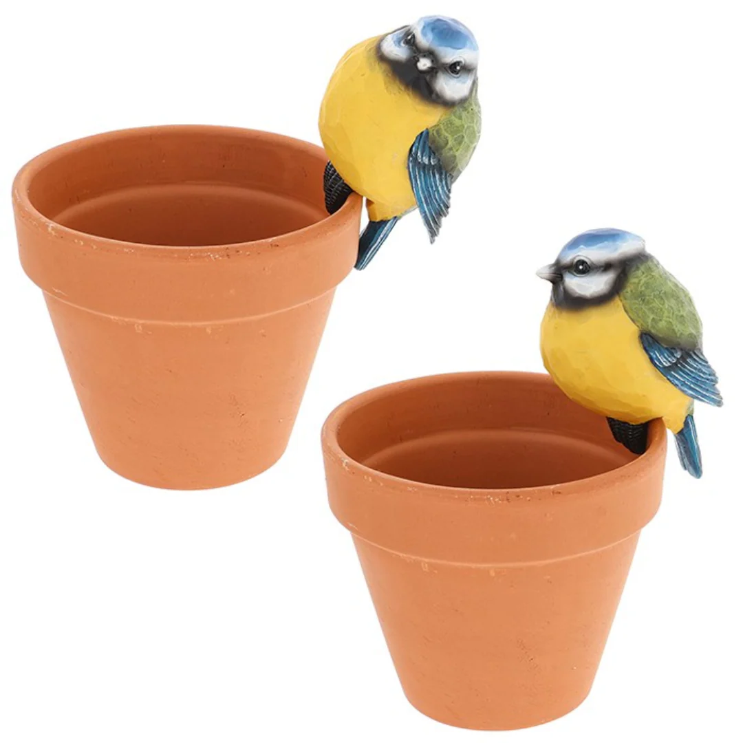 Carved Look Blue Tit Pot Hanger - Image 3