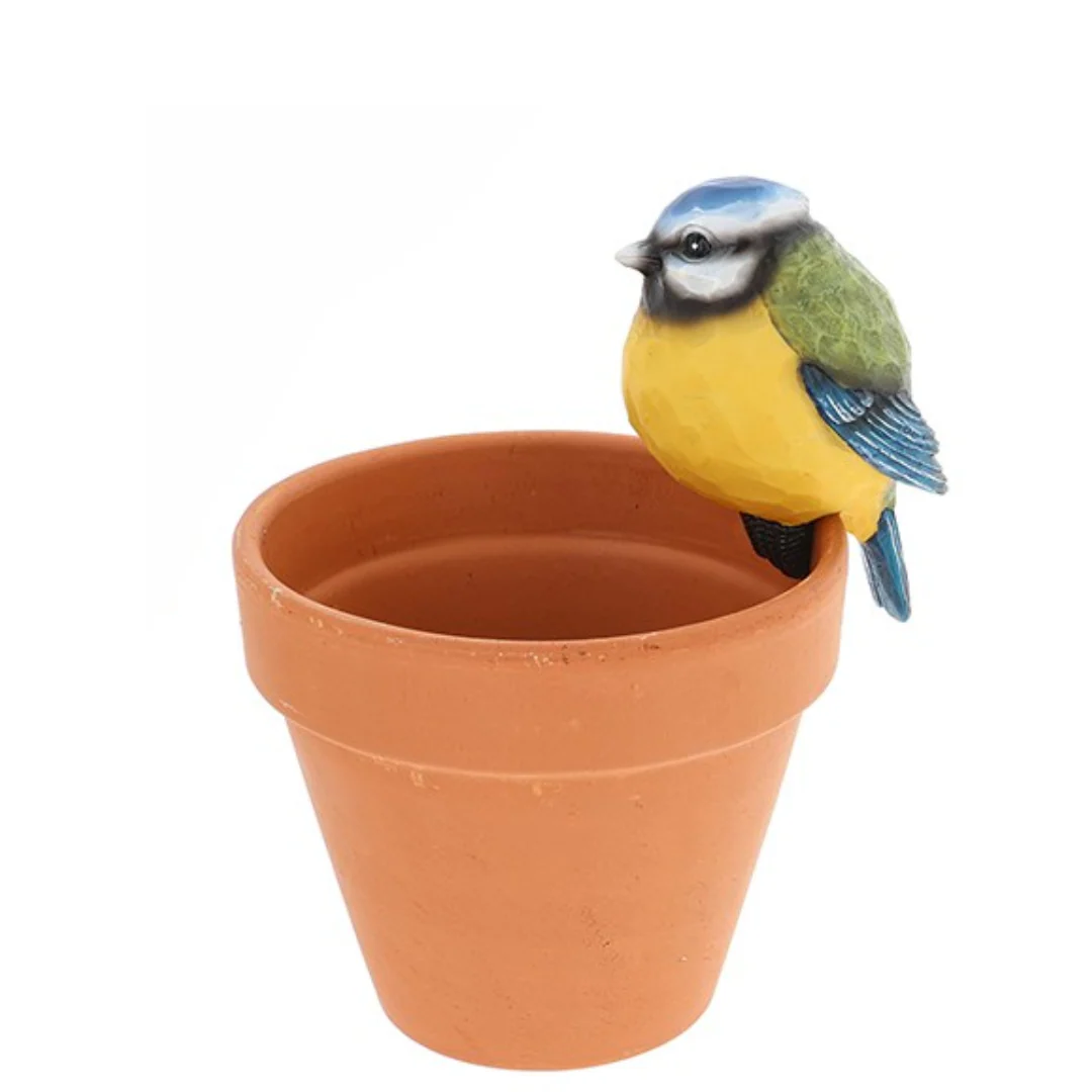 Carved Look Blue Tit Pot Hanger - Image 5