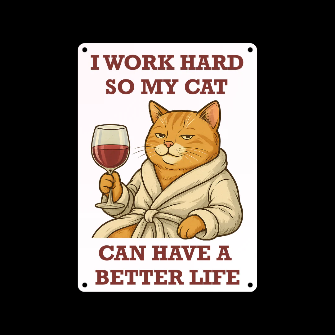 Cat Better Life Metal Sign 25cm - Image 3