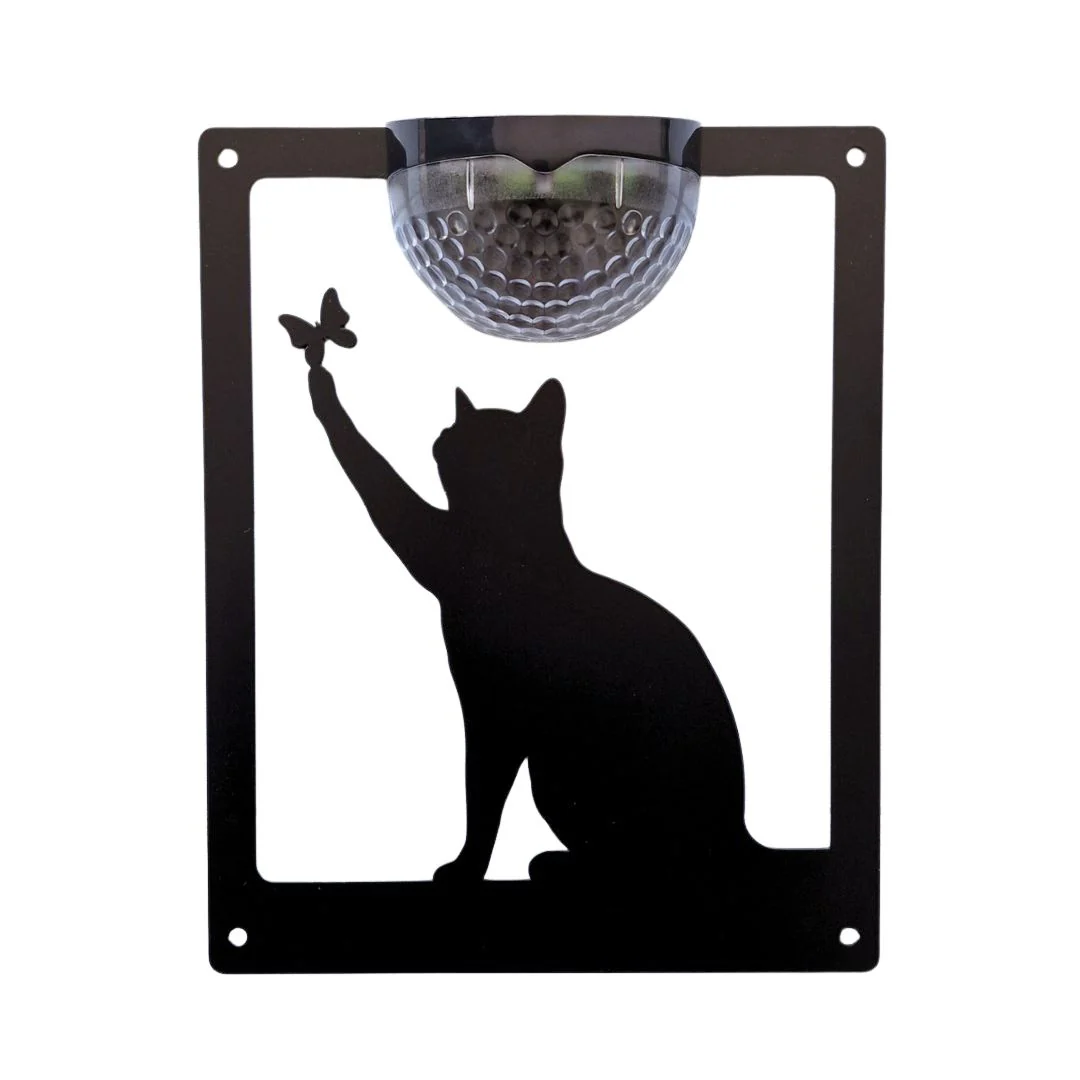 Cat with Butterfly Solar Light Wall Plaque - Image 7