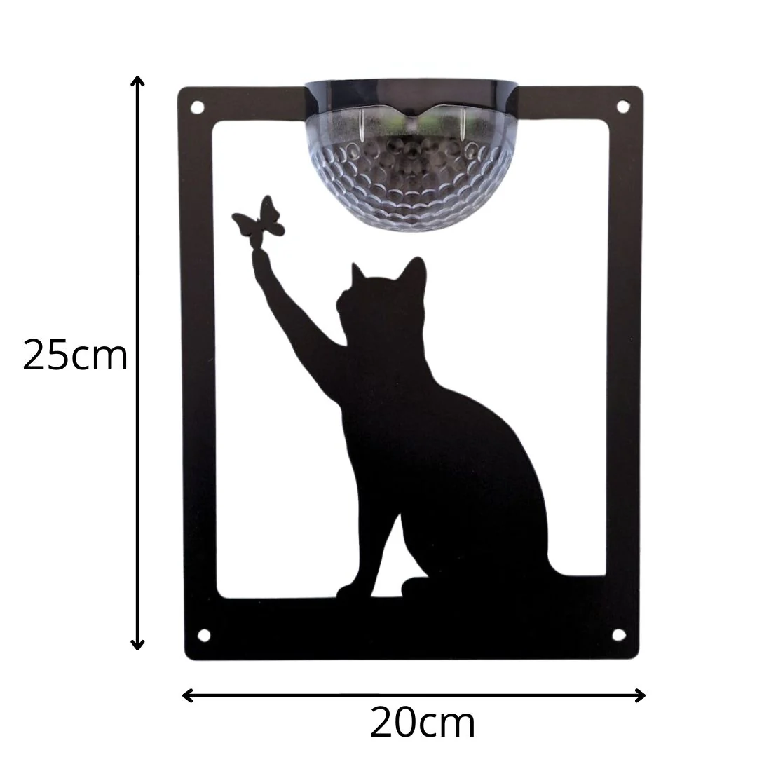 Cat with Butterfly Solar Light Wall Plaque - Image 8