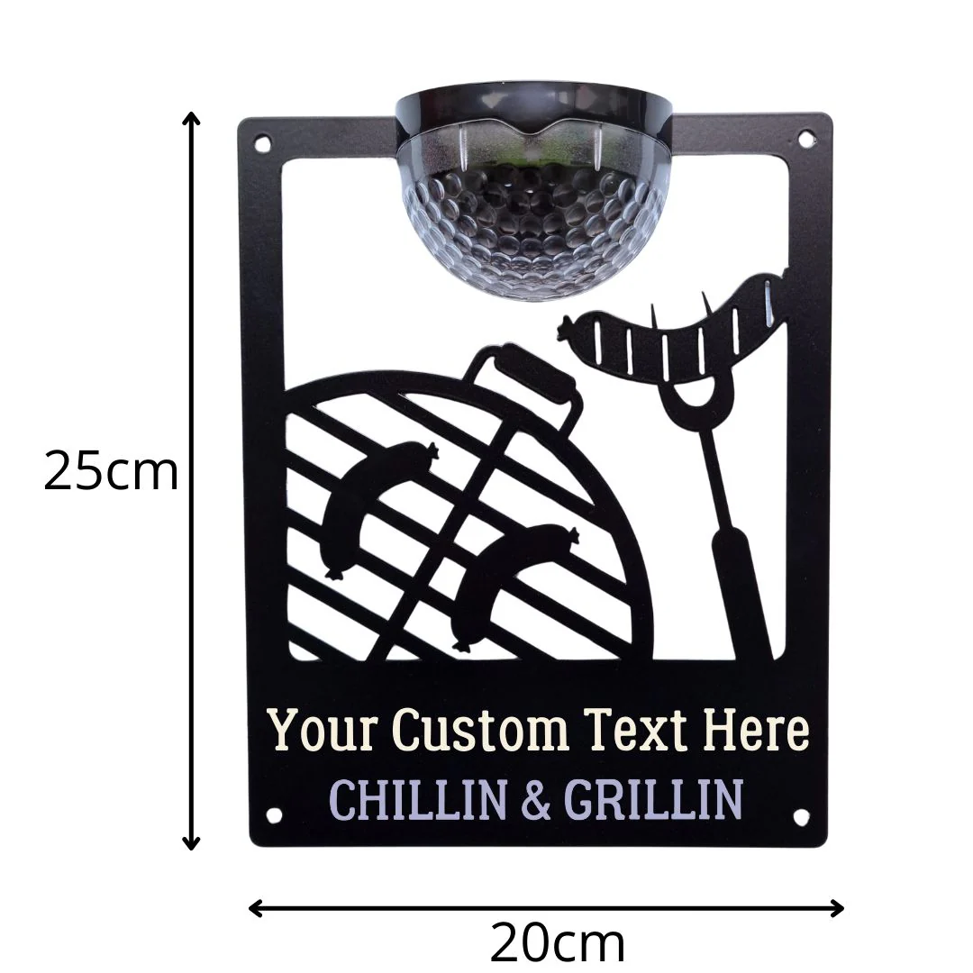 "Chillin & Grillin" BBQ Solar Light Wall Plaque (You Can Personalise Me!) - Image 10
