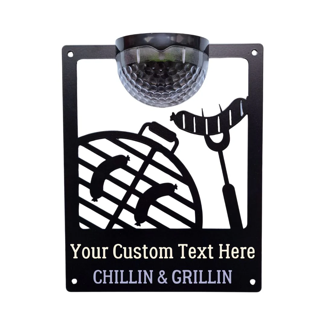 "Chillin & Grillin" BBQ Solar Light Wall Plaque (You Can Personalise Me!) - Image 11