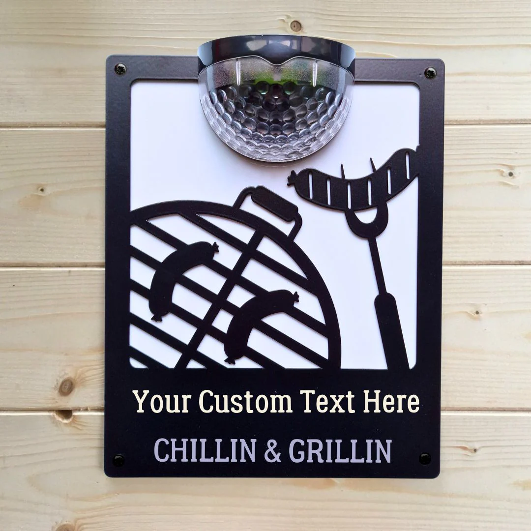 "Chillin & Grillin" BBQ Solar Light Wall Plaque (You Can Personalise Me!) - Image 4
