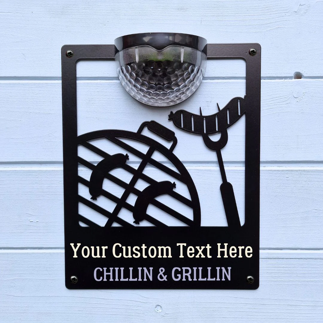 "Chillin & Grillin" BBQ Solar Light Wall Plaque (You Can Personalise Me!) - Image 7