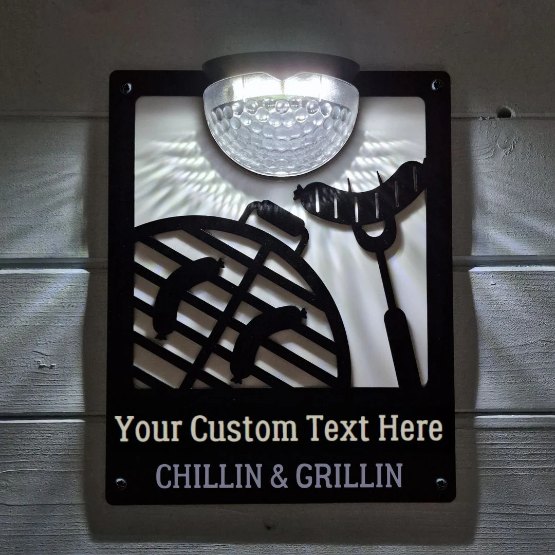 "Chillin & Grillin" BBQ Solar Light Wall Plaque (You Can Personalise Me!) - Image 8