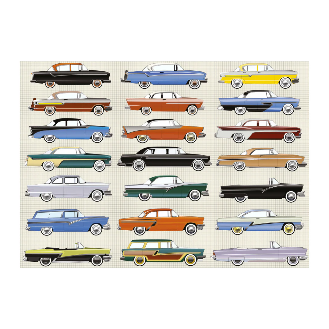 Classic American Cars 1000 Piece Jigsaw Puzzle - Image 2