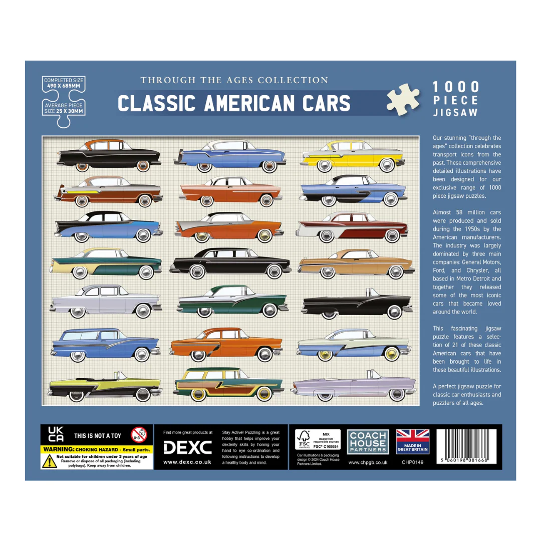 Classic American Cars 1000 Piece Jigsaw Puzzle - Image 4