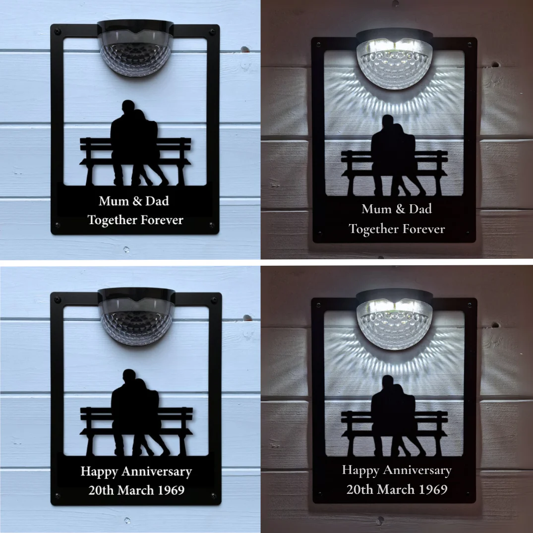 Couple on Bench Solar Light Wall Plaque (You Can Personalise Me!) - Image 4