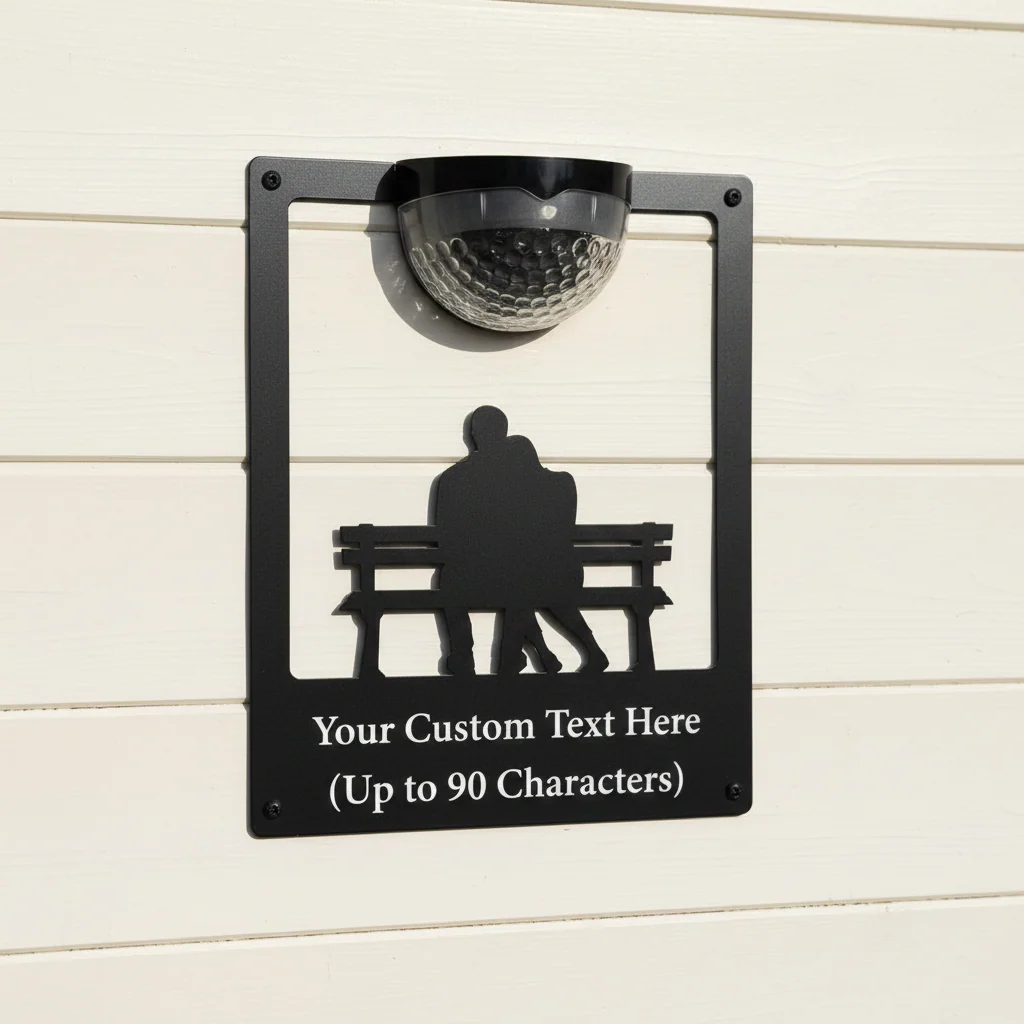 Couple on Bench Solar Light Wall Plaque (You Can Personalise Me!) - Image 5