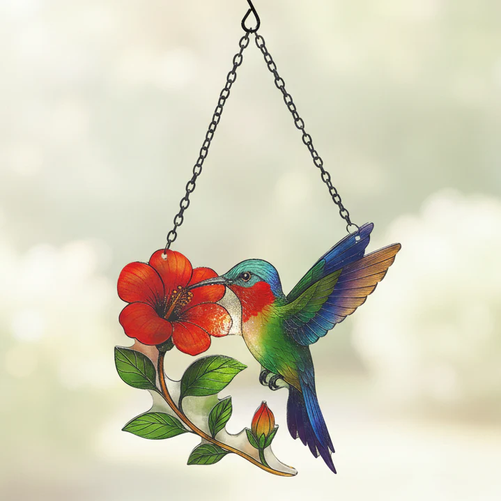 Cut Glass Hanging Suncatcher - Hummingbird - Image 3