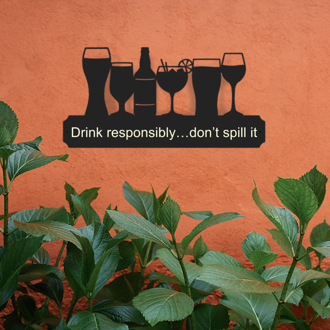 'Drink responsibly… don’t spill it' Large Drinks Wall Art - Image 2
