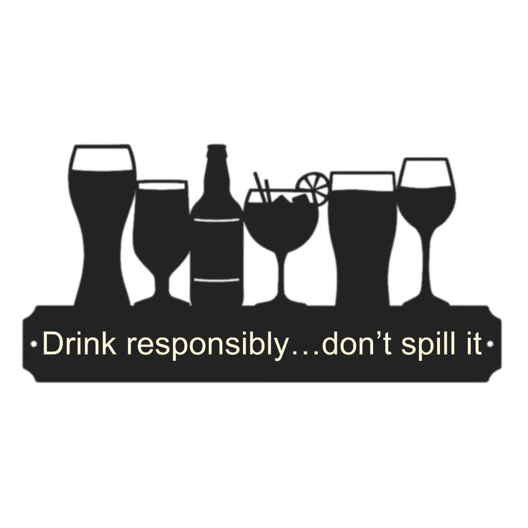 'Drink responsibly… don’t spill it' Large Drinks Wall Art - Image 5