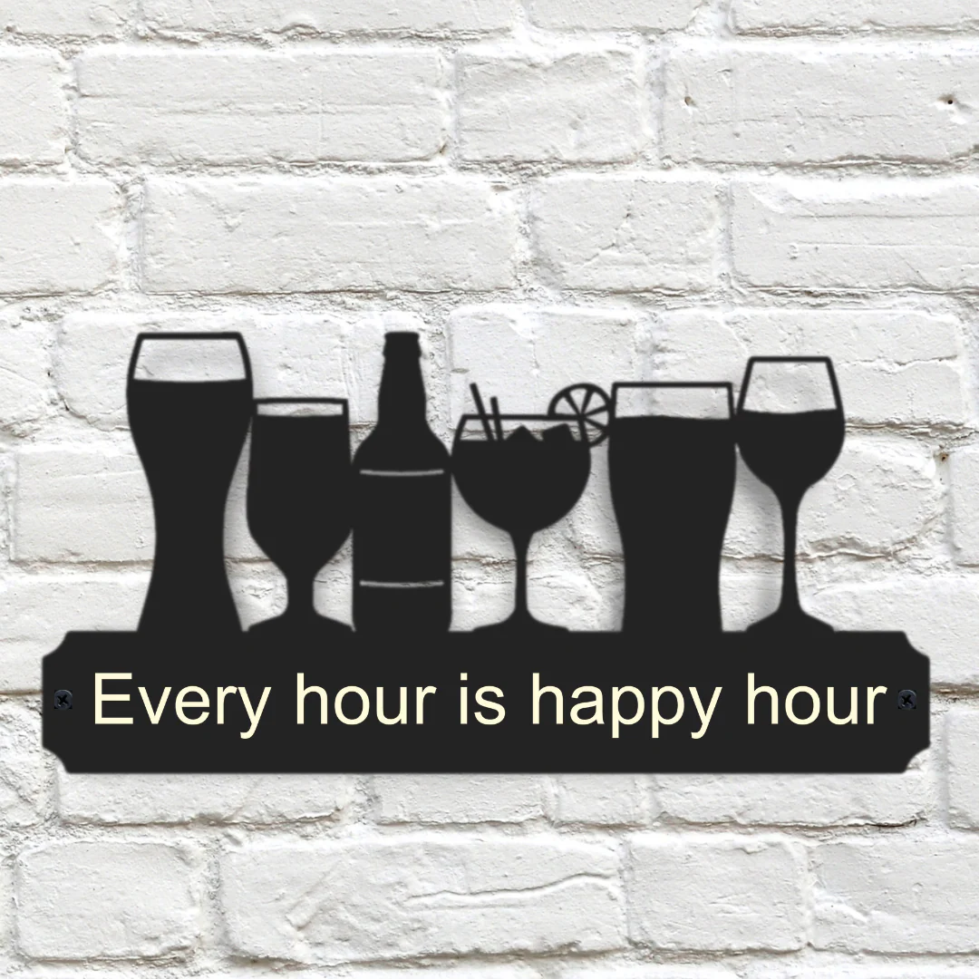 'Every hour is happy hour' Large Drinks Wall Art - Image 2