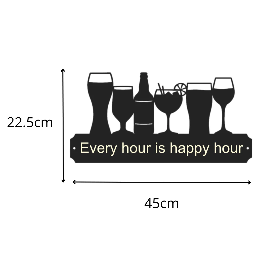 'Every hour is happy hour' Large Drinks Wall Art - Image 3