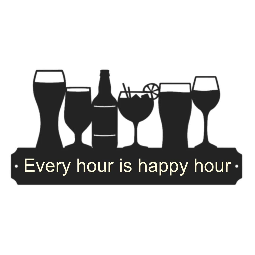 'Every hour is happy hour' Large Drinks Wall Art - Image 4