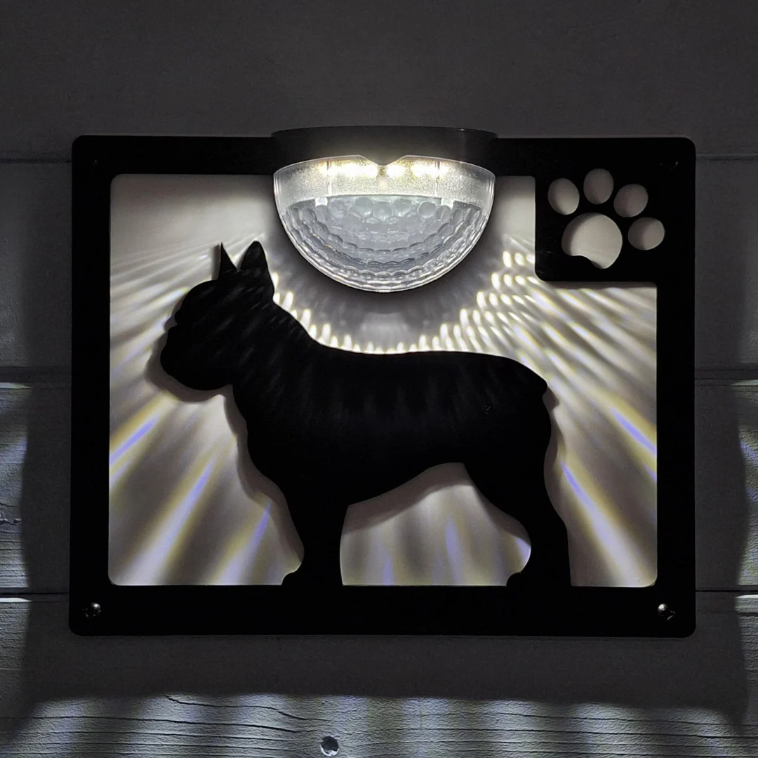 French Bulldog B Solar Light Wall Plaque - Image 2