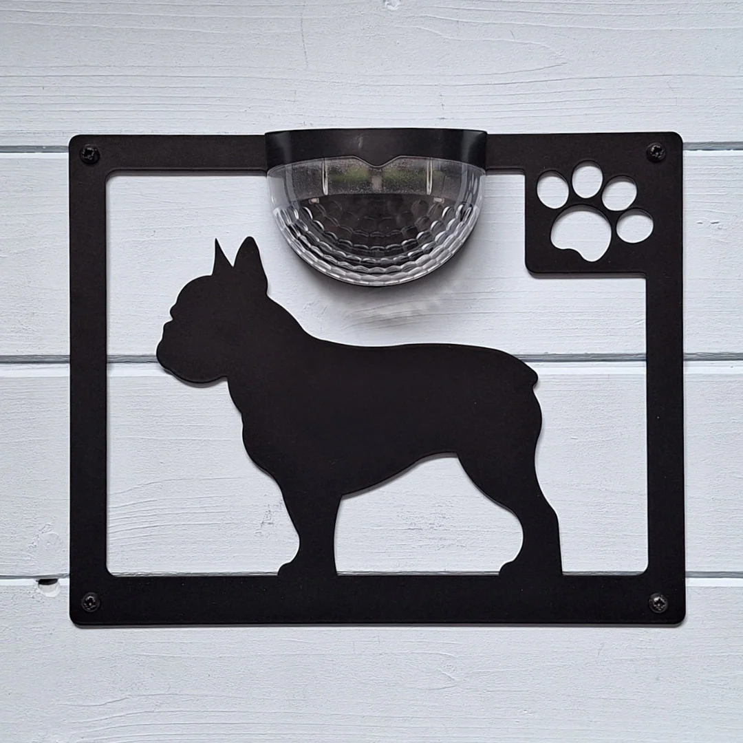 French Bulldog B Solar Light Wall Plaque - Image 3