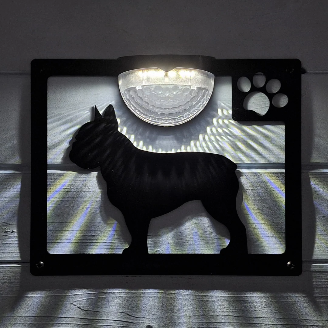 French Bulldog B Solar Light Wall Plaque - Image 4