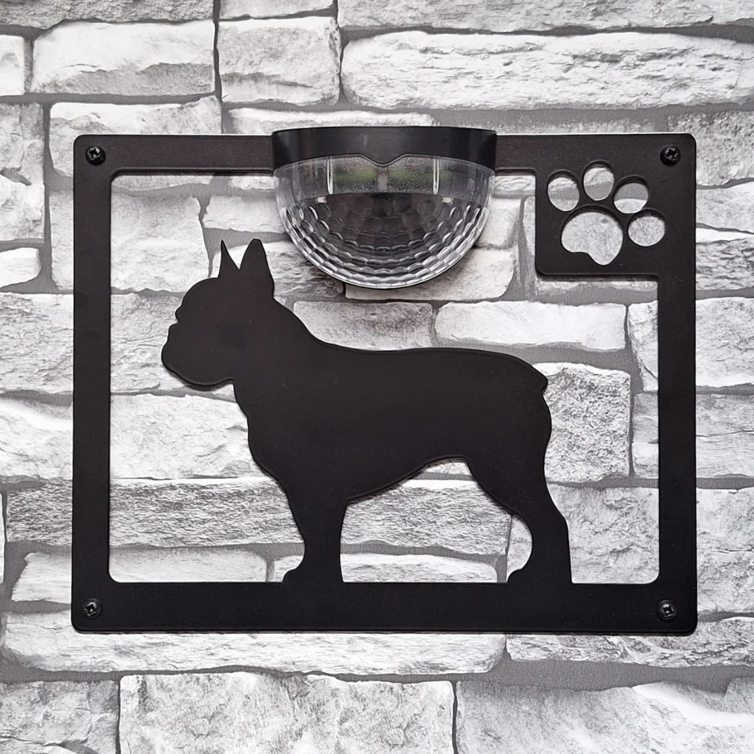 French Bulldog B Solar Light Wall Plaque - Image 9