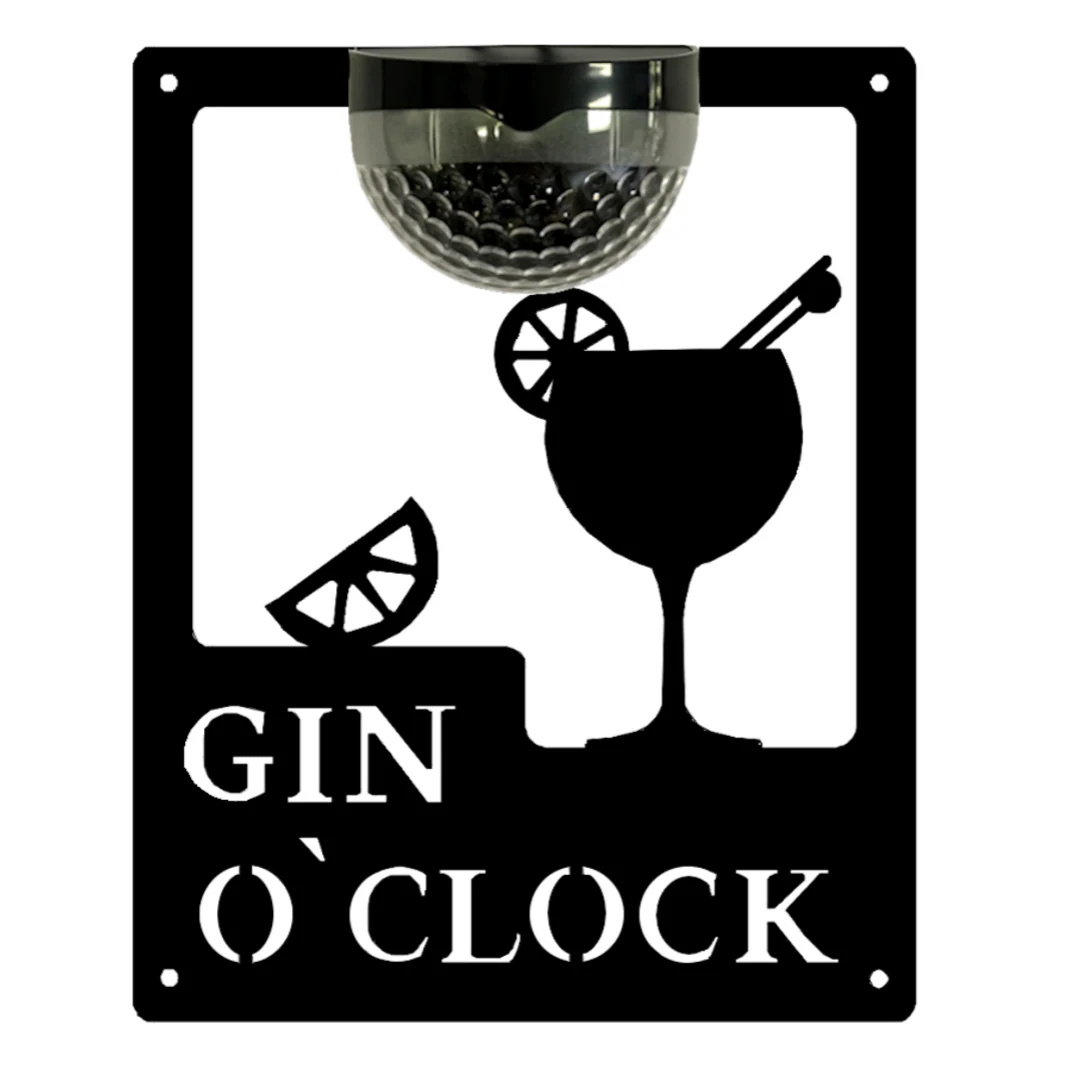 Gin O'Clock Sign with Solar Powered Light - Image 12