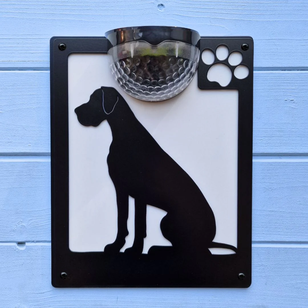 Great Dane Dog Solar Light Wall Plaque