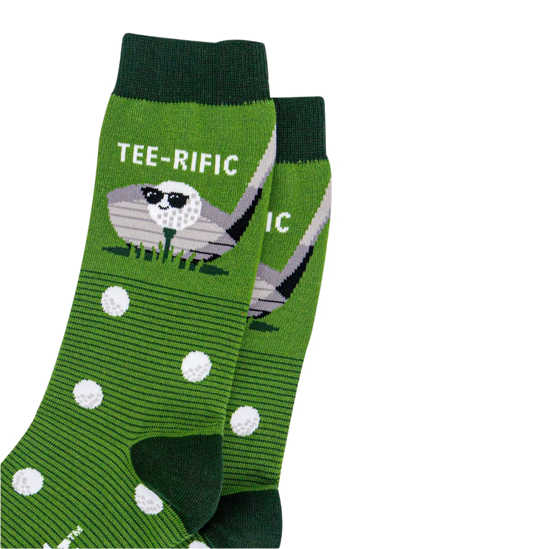 Men’s Green Teerific Golf Combed Cotton Crew Socks - Image 2