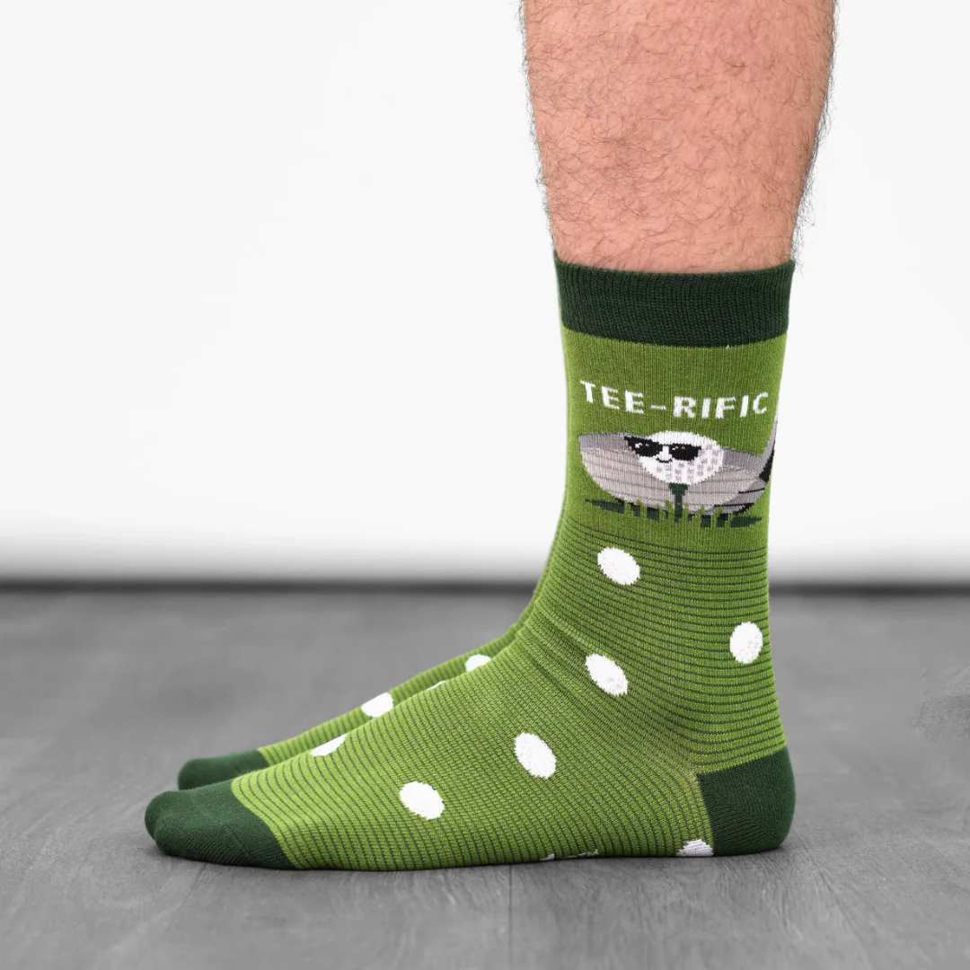 Men’s Green Teerific Golf Combed Cotton Crew Socks - Image 3