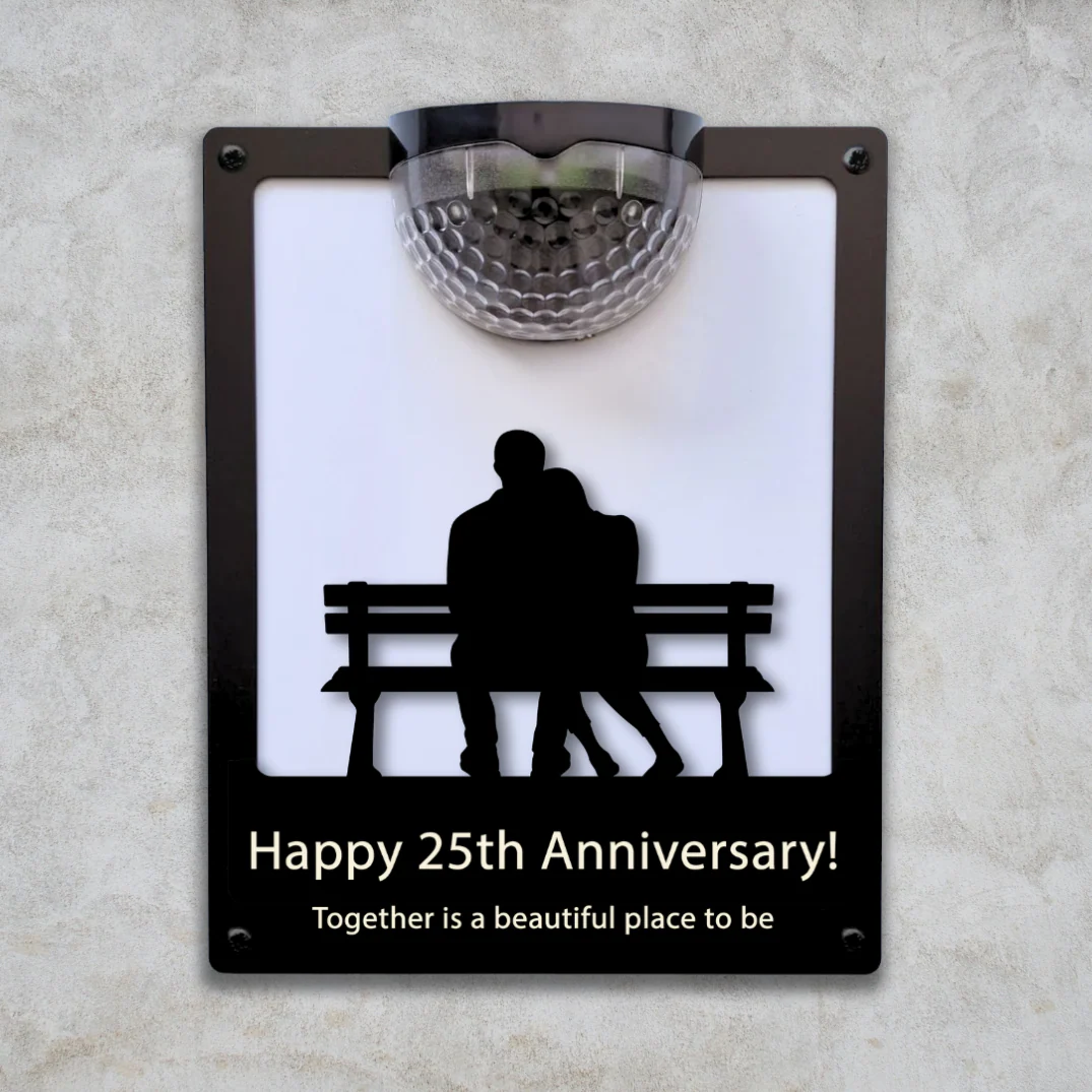 'Happy Anniversary' Couple on Bench Solar Light Wall Plaque (You Can Personalise Me!) - Image 10