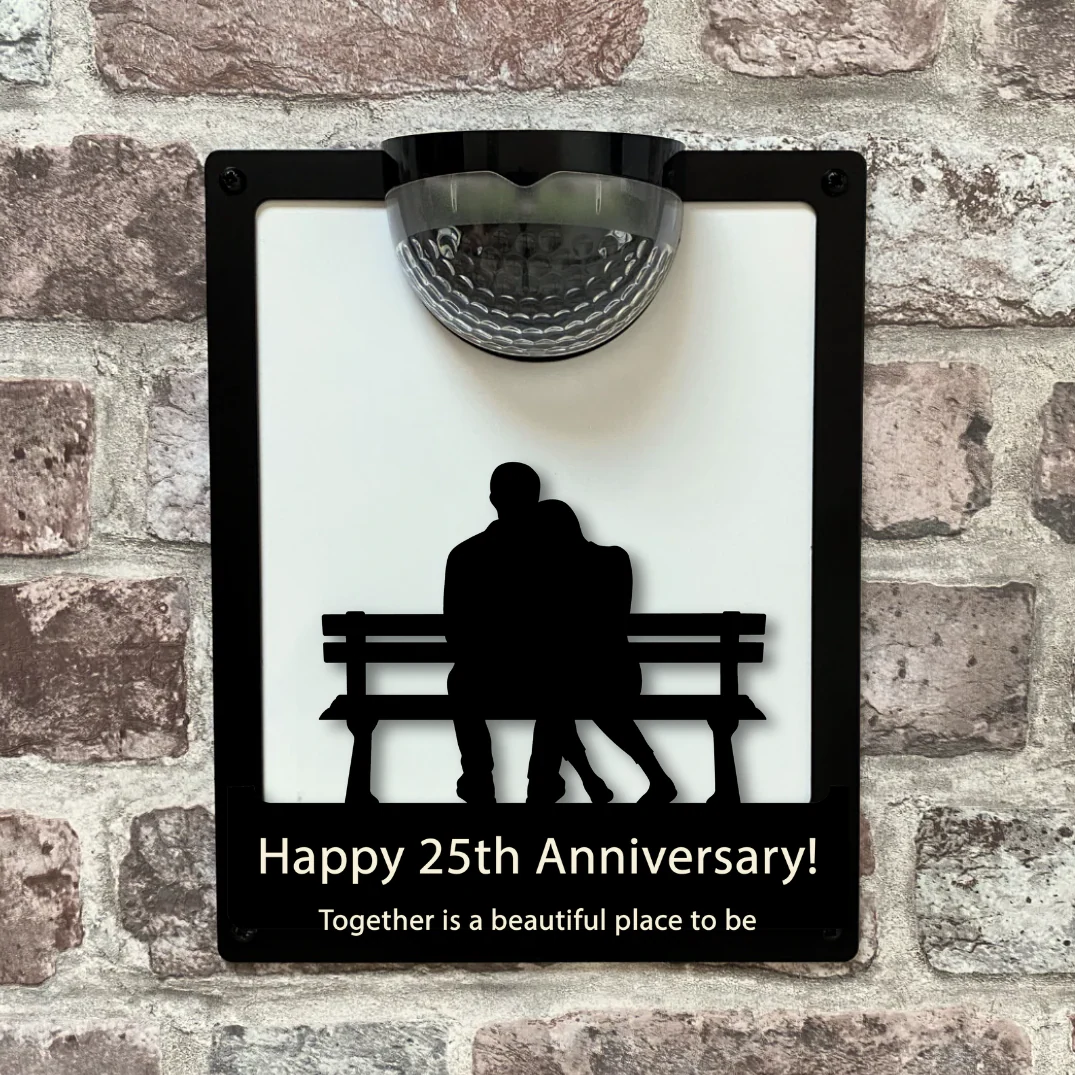 'Happy Anniversary' Couple on Bench Solar Light Wall Plaque (You Can Personalise Me!) - Image 11