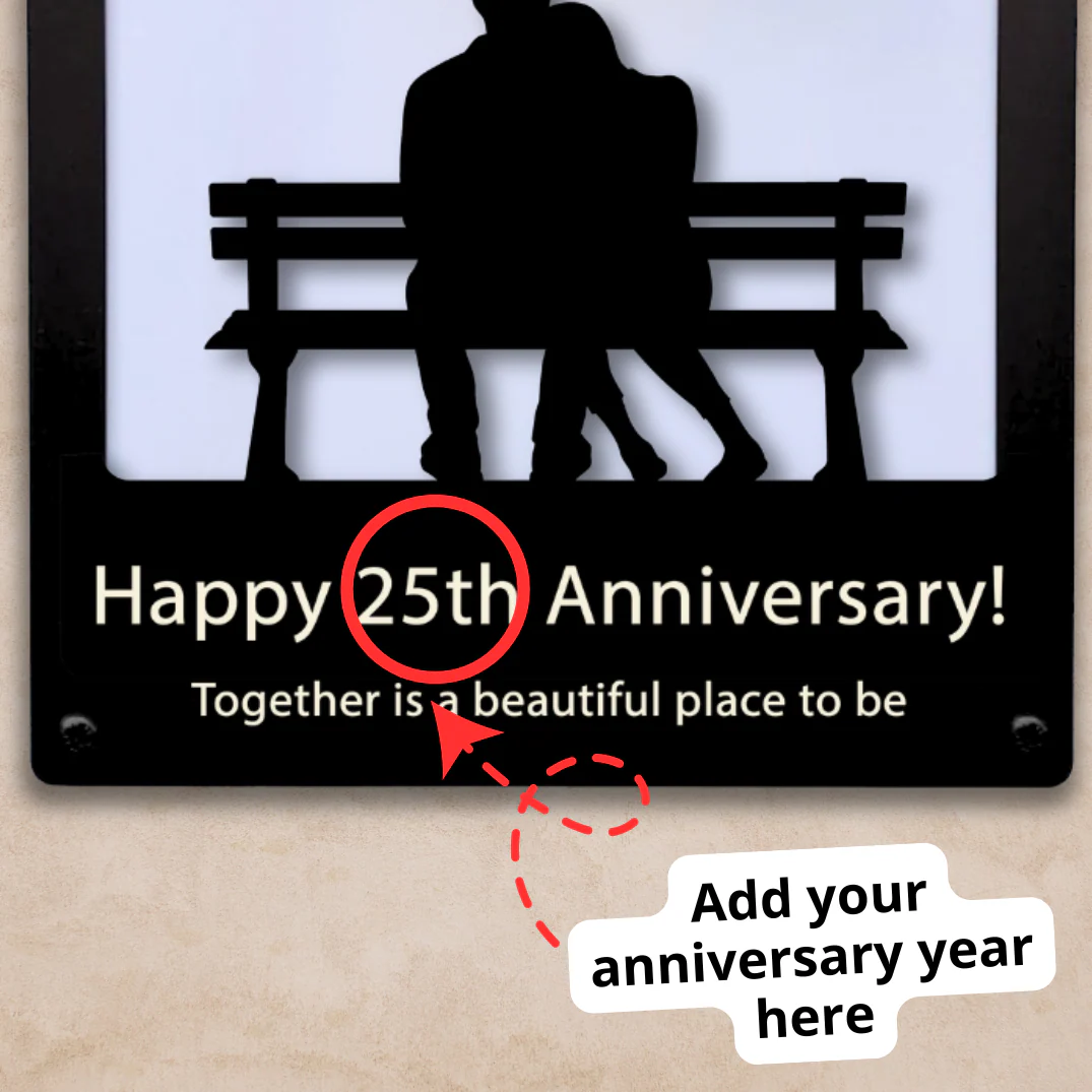 'Happy Anniversary' Couple on Bench Solar Light Wall Plaque (You Can Personalise Me!) - Image 2