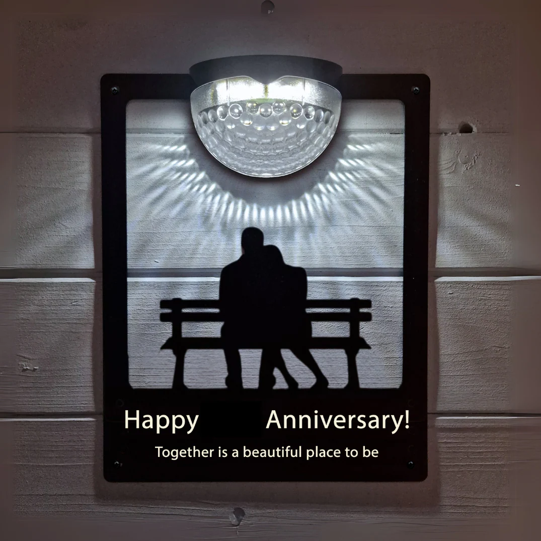 'Happy Anniversary' Couple on Bench Solar Light Wall Plaque (You Can Personalise Me!) - Image 4