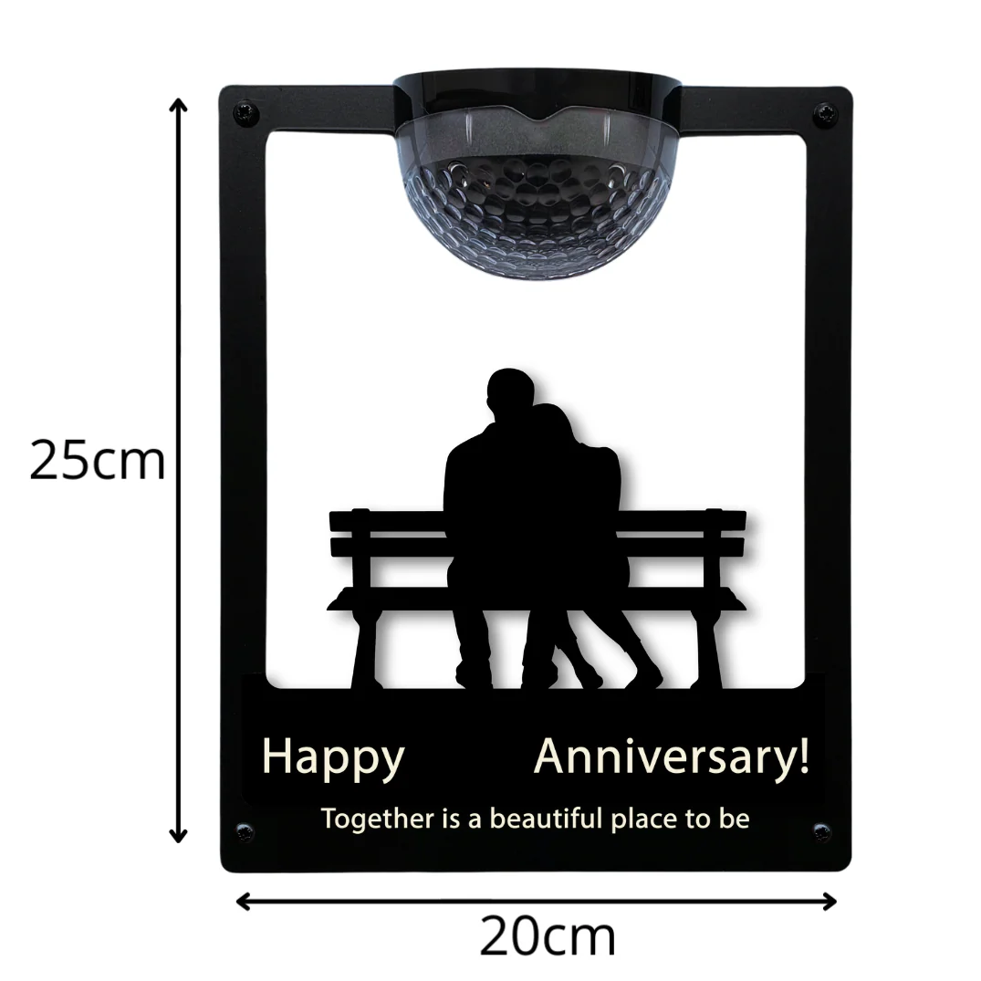 'Happy Anniversary' Couple on Bench Solar Light Wall Plaque (You Can Personalise Me!) - Image 5
