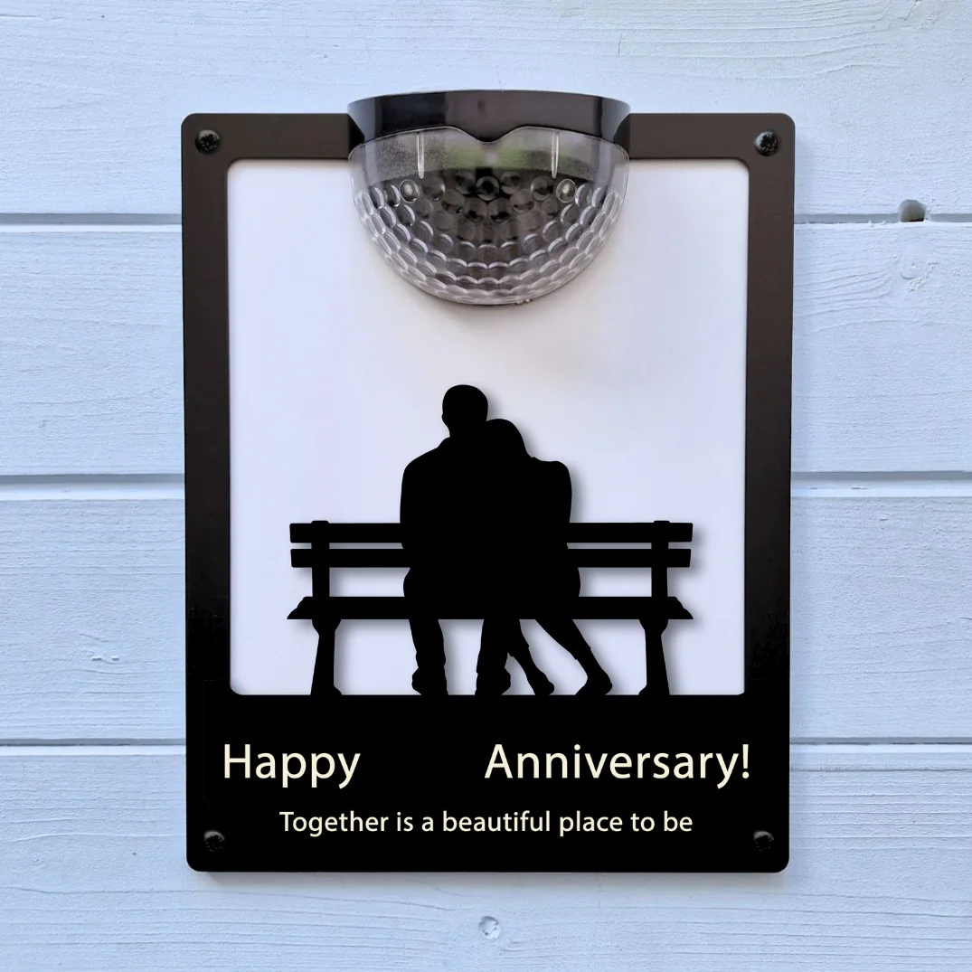 'Happy Anniversary' Couple on Bench Solar Light Wall Plaque (You Can Personalise Me!) - Image 8