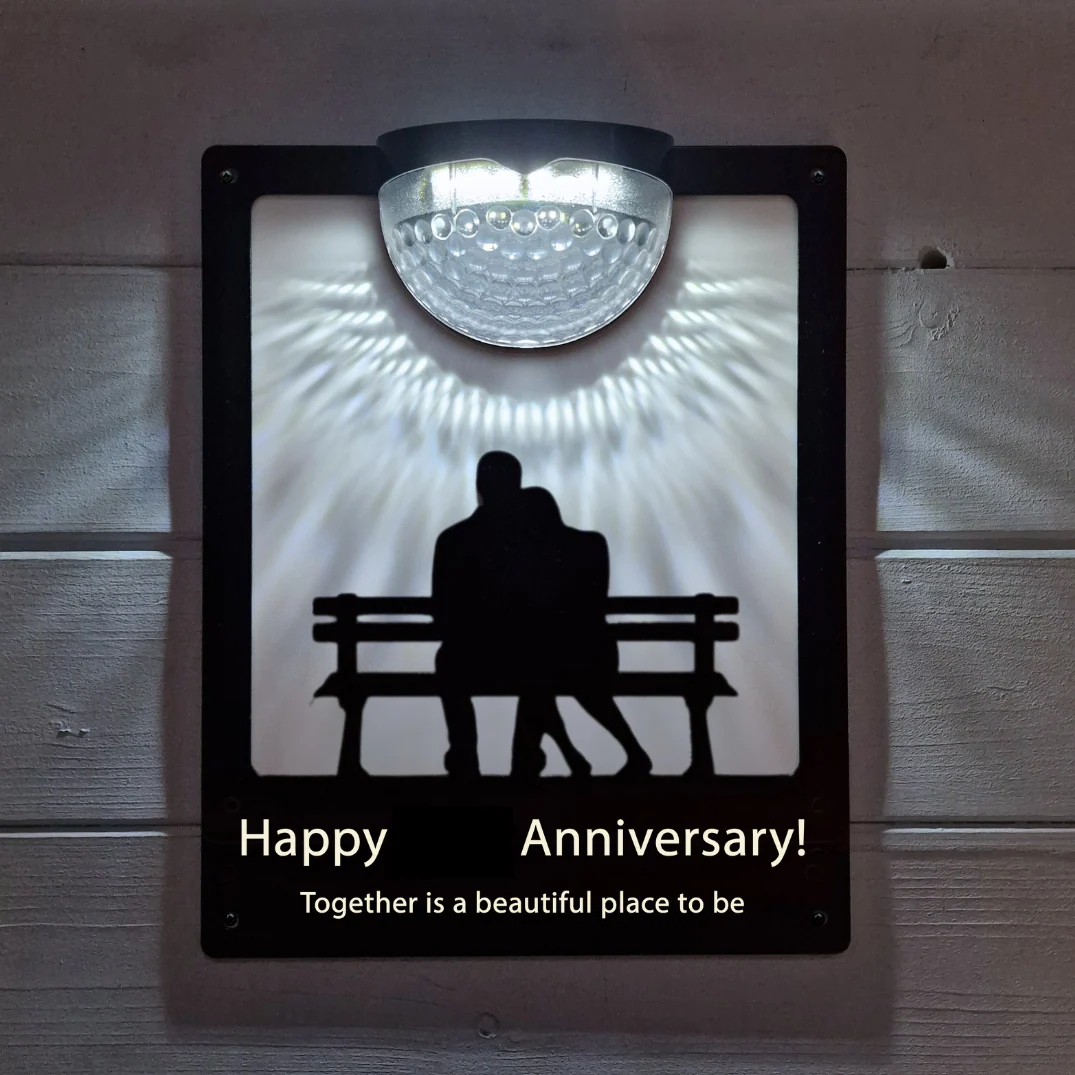 'Happy Anniversary' Couple on Bench Solar Light Wall Plaque (You Can Personalise Me!) - Image 9