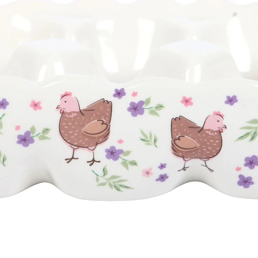 Hen Print Ceramic Egg Holder - Image 3