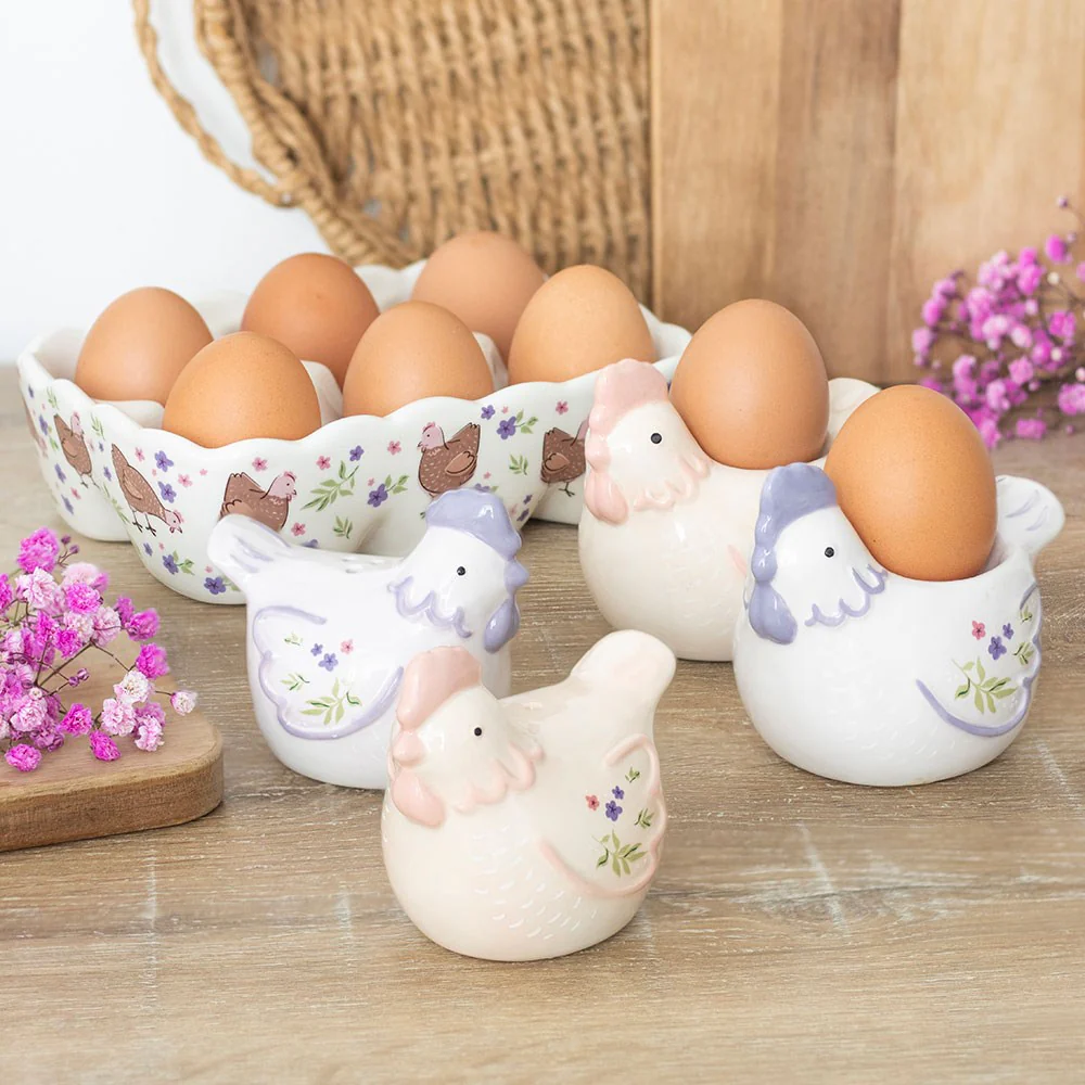 Hen Print Ceramic Egg Holder - Image 4