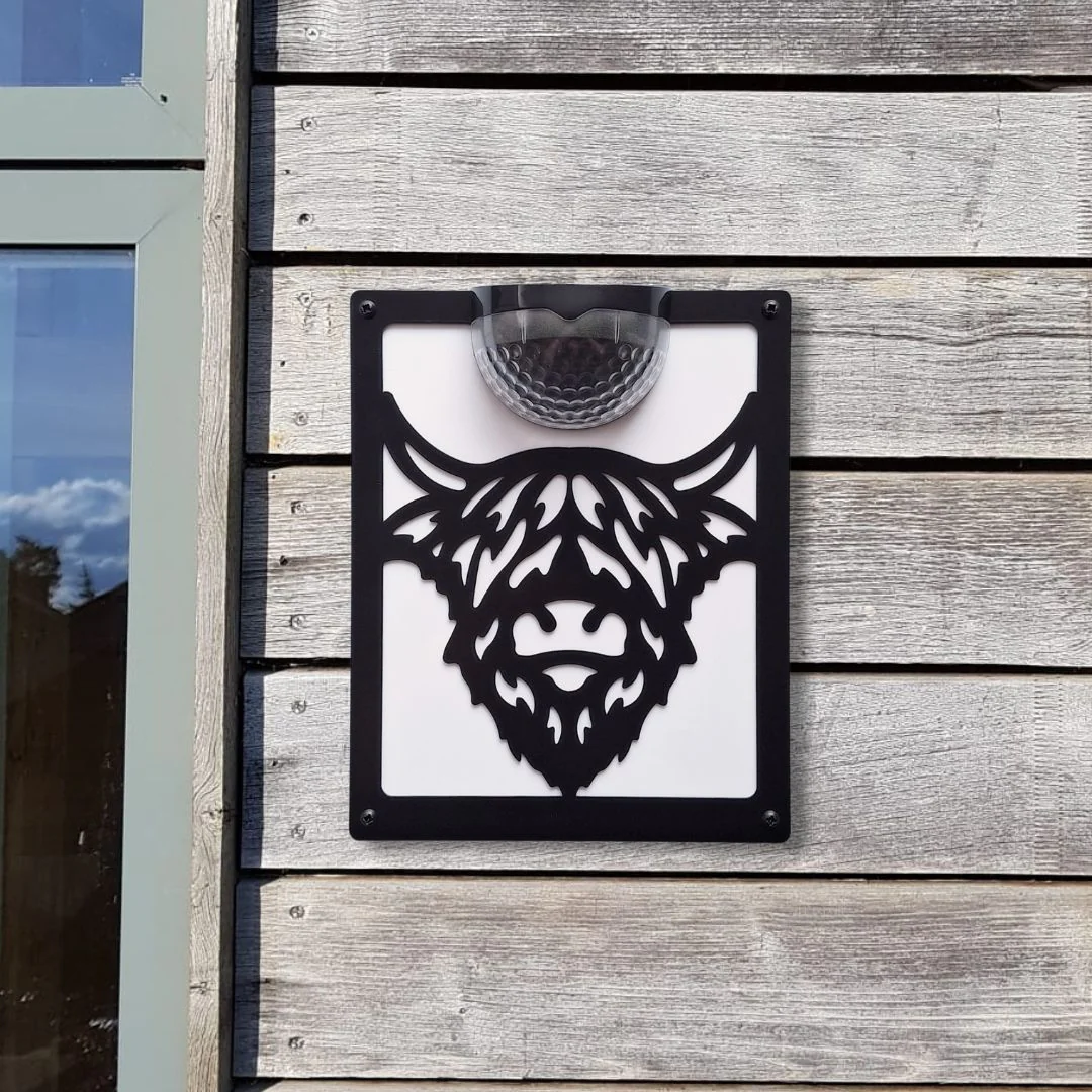 Highland Cow Solar Light Wall Plaque