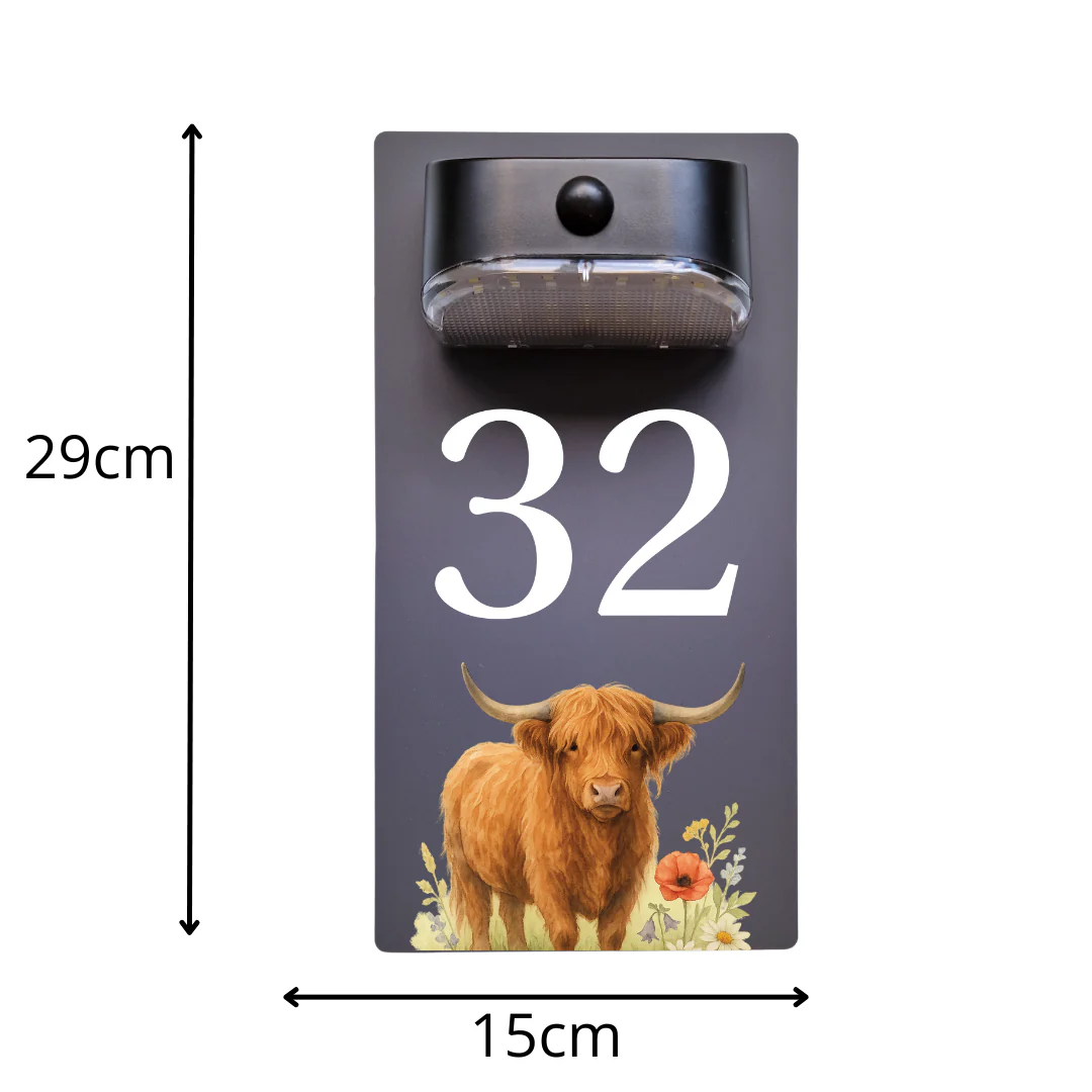 Highland Cow Motion Sensor Solar House Number Sign - Image 10